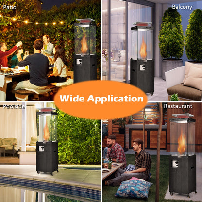 41,000 BTU Outdoor Propane Patio Heater – Glass Flame Display & Portable Design