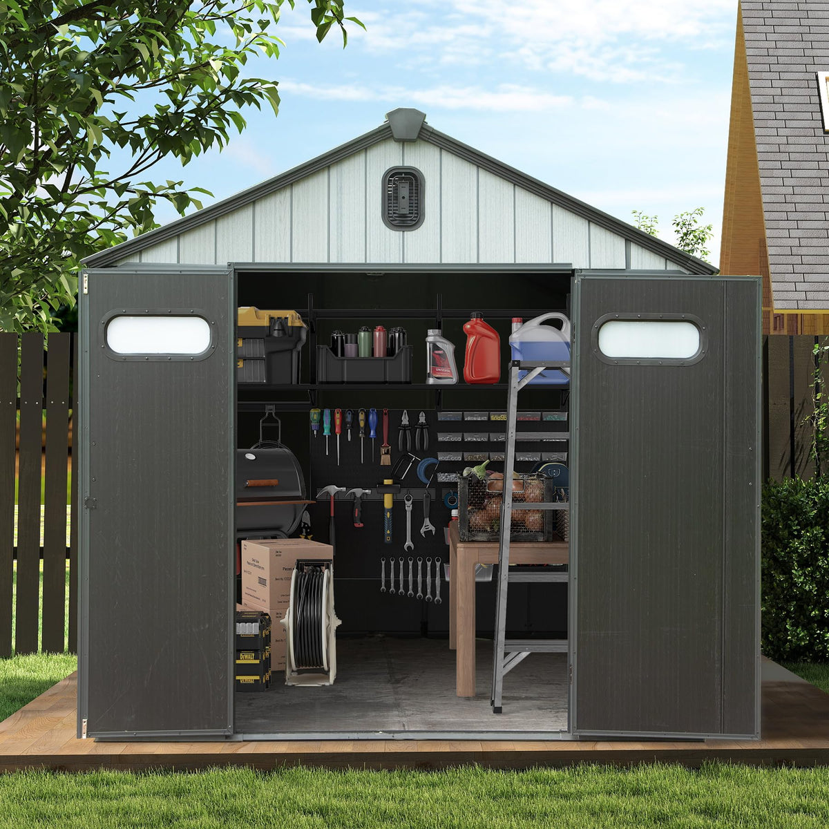 8' x 8' Weather-Resistant Resin Outdoor Storage Shed