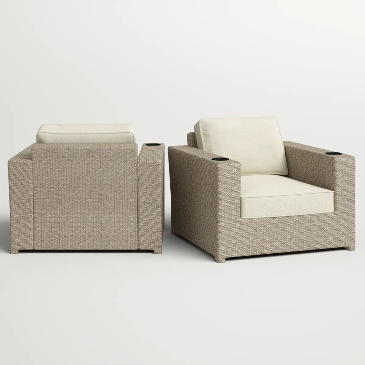Outdoor Lounge Chairs with Cushions – Weather‑Resistant Gray Mix, Rustproof Aluminum & All‑Weather Wicker (Set of 2)
