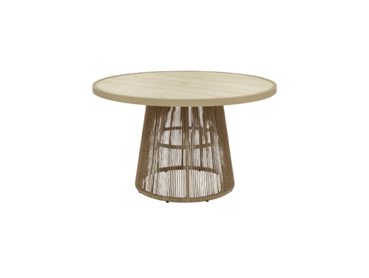 Outdoor Rope & Aluminum Patio Dining Table –  Sintered Stone Top, Rust‑Resistant Frame