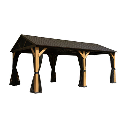 Cedar Wood Wall-Mounted Hardtop Gazebo