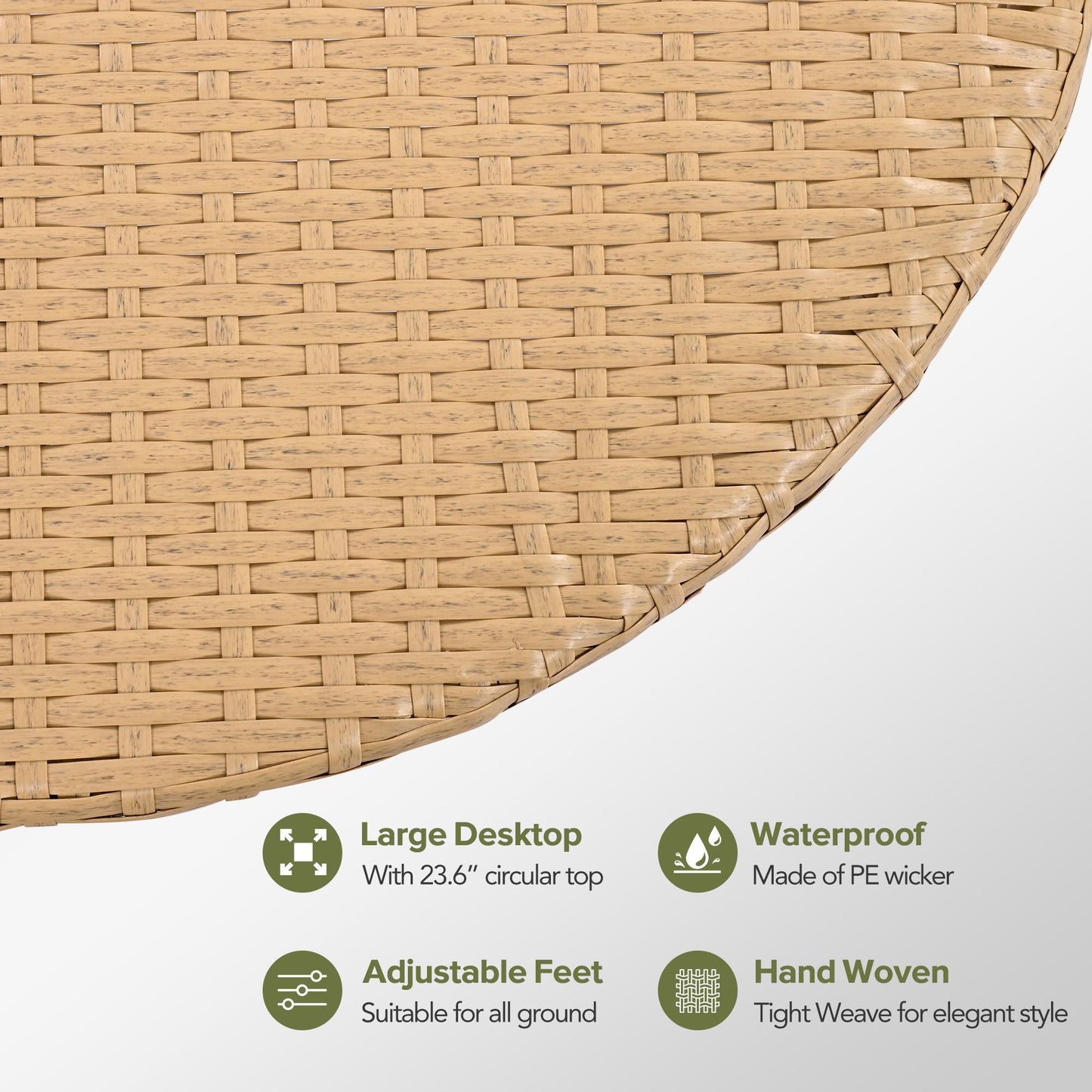 Outdoor Patio Furniture, All-Weather Rattan Sectional Sofa Set With Thick Cushions And Pillows-Beige