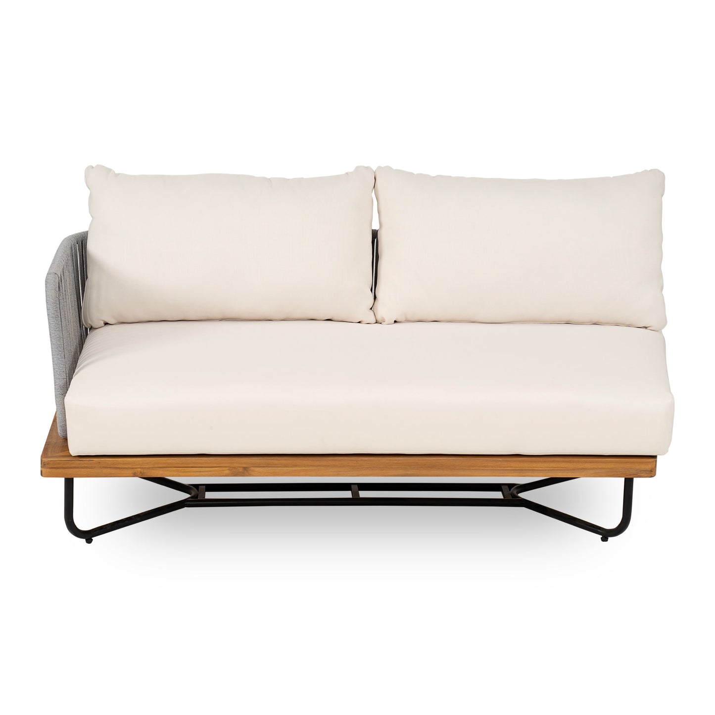 Lucca Outdoor Acacia Wood Rope Woven Sofa Sectional Set