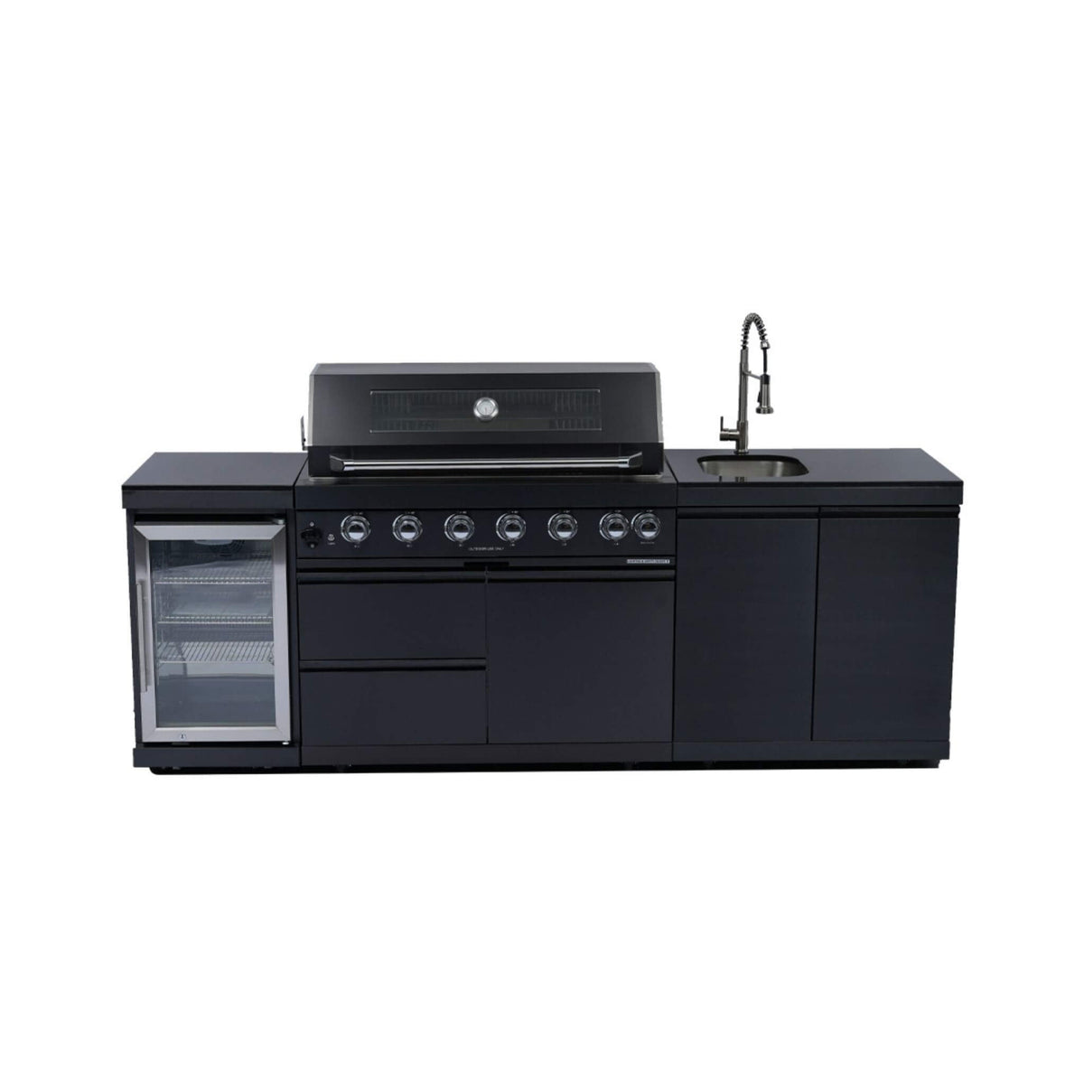 Castelle Flame Belmont 43-Inch 6-Burner Stainless Steel Outdoor BBQ Kitchen Grill Island