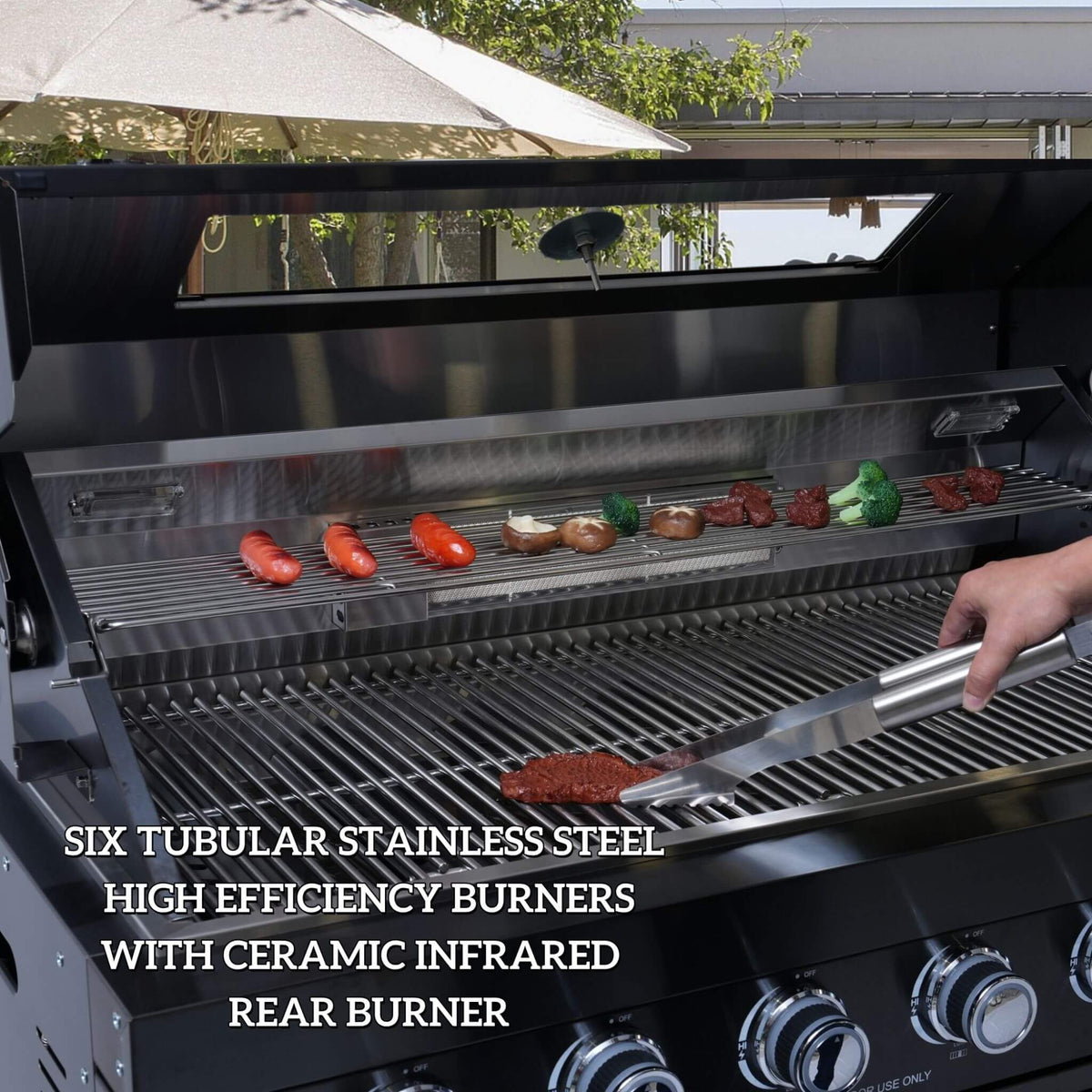 Castelle Flame Belmont 43-Inch 6-Burner Stainless Steel Outdoor BBQ Kitchen Grill Island
