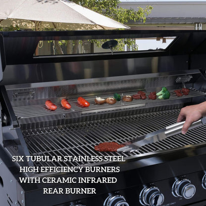 Castelle Flame Belmont 43-Inch 6-Burner Stainless Steel Outdoor BBQ Kitchen Grill Island