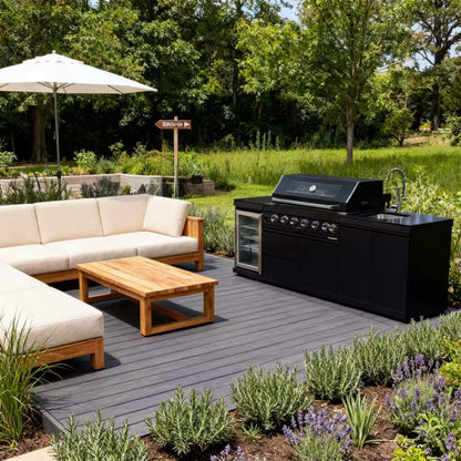 Castelle Flame Belmont 43-Inch 6-Burner Stainless Steel Outdoor BBQ Kitchen Grill Island