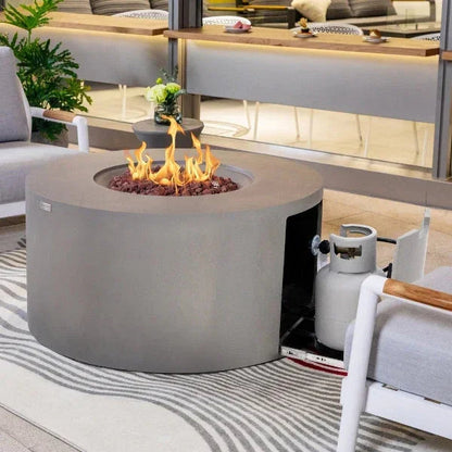 Elementi Pacaya 43" Round GFRC Outdoor Fire Table – OFG311 (45,000 BTU)