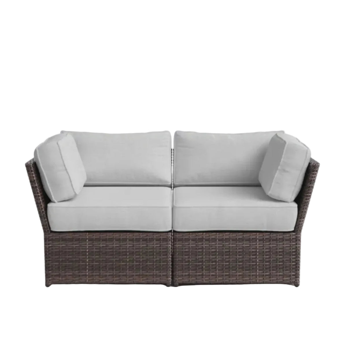 Outdoor Wicker Loveseat with Cushions – Weather‑Resistant HDPE Wicker & Rustproof Aluminum (Brown)