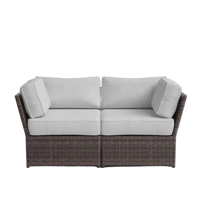 Outdoor Wicker Loveseat with Cushions – Weather‑Resistant HDPE Wicker & Rustproof Aluminum (Brown)