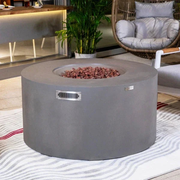 Elementi Pacaya 43" Round GFRC Outdoor Fire Table – OFG311 (45,000 BTU)
