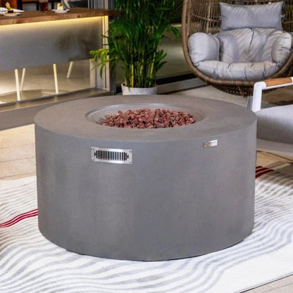 Elementi Pacaya 43" Round GFRC Outdoor Fire Table – OFG311 (45,000 BTU)