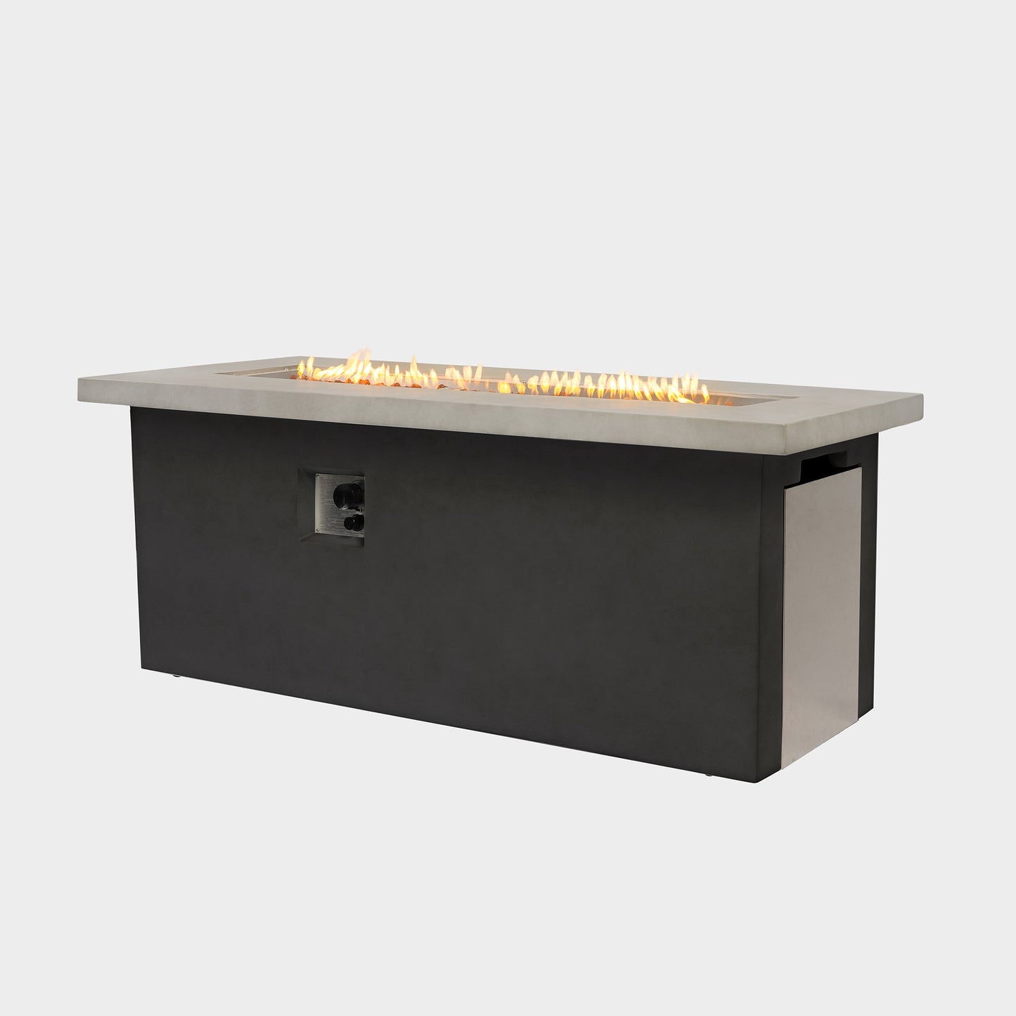 Outdoor 60-Inch Rectangular Dark Grey Concrete Fire Pit Table