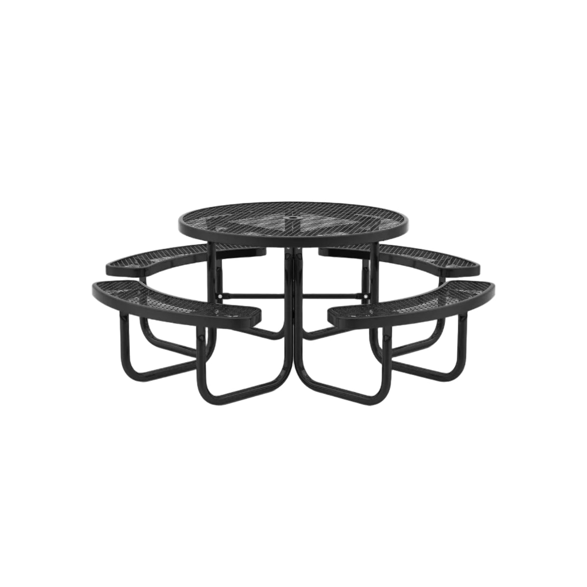 Outdoor Round Picnic Table Set for 8 — 45" Thermoplastic‑Coated Metal Table & Benches