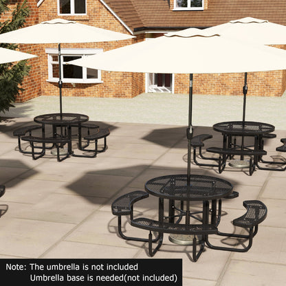 Outdoor Round Picnic Table Set for 8 — 45" Thermoplastic‑Coated Metal Table & Benches