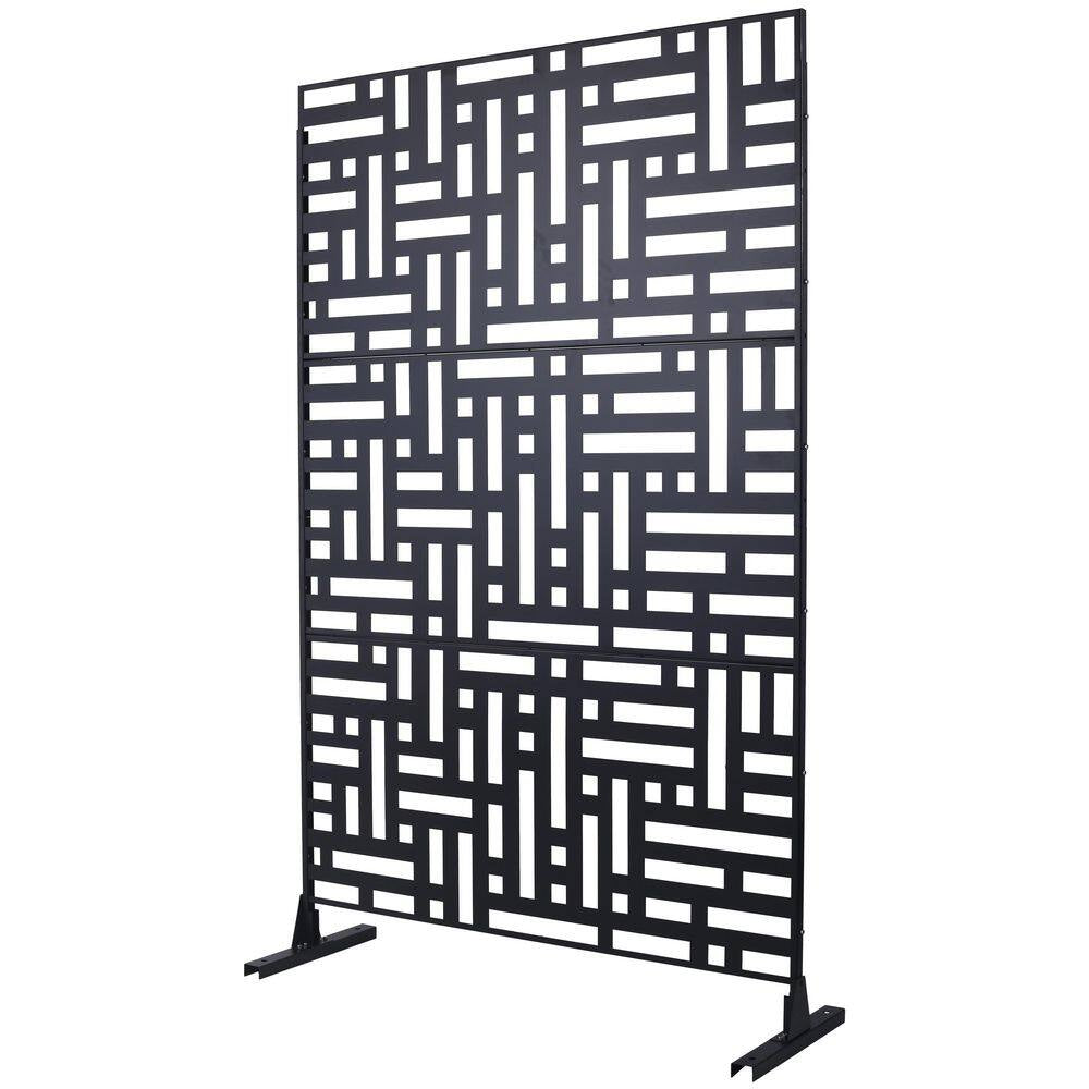 4 Ft. X 6.33 Ft. Black Outdoor and Indoor Freestanding Metal Privacy Screen Fence Panels outside Garden(Not Composite)