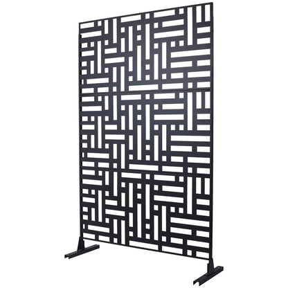 4 Ft. X 6.33 Ft. Black Outdoor and Indoor Freestanding Metal Privacy Screen Fence Panels outside Garden(Not Composite)