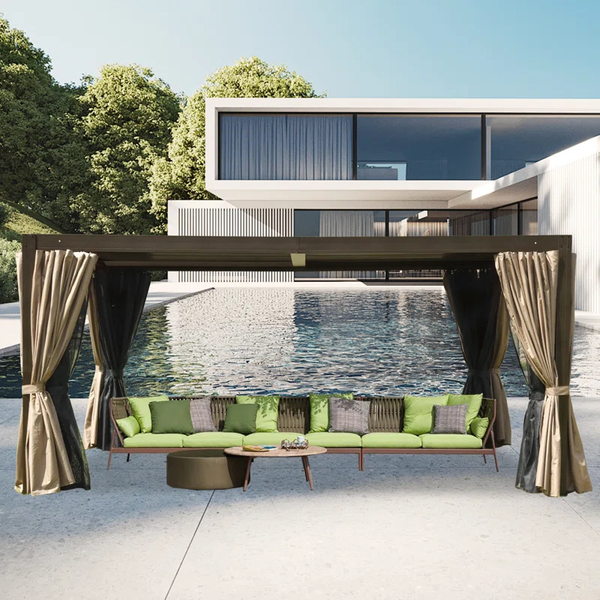 Domi Aluminum Pergola Gazebo with Louvered Roof Canopy