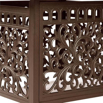 Square 42 In. X 42 In. Aluminum Propane Fire Pit Table with Glass Beads, Two Covers, Lid, 57,000 Btus in Brown Finish