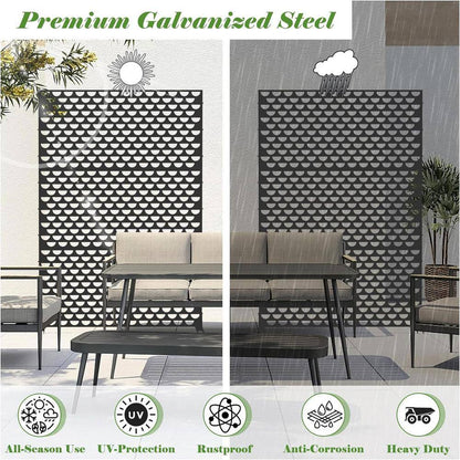 70.75 In. Galvanized Metal Outdoor Privacy Screens Garden Outdoor Fence Spring in Black