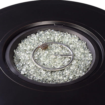 round 44 In. X 44 In. Aluminum Propane Fire Pit Table with Glass Beads, Two Covers, Lid, 57,000 Btus in Copper Finish