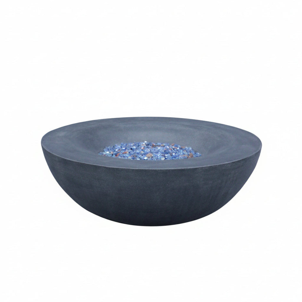 42 Inch Outdoor Concrete Propane gas Fire Pit bowl in Dark Gray color
