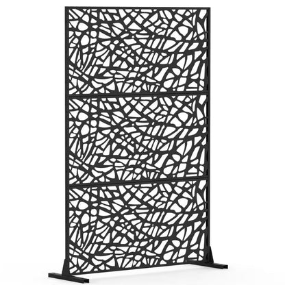 4.03 Ft. X 5.9 Ft. Outdoor and Indoor Freestanding Steel Squared Flat Privacy Screen, Fence Panels in Black