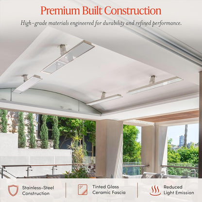 Bromic Platinum Smart Heat 2300W Electric Patio Heater - Radiant Infrared, 220V-240V, White Finish - BH0320007