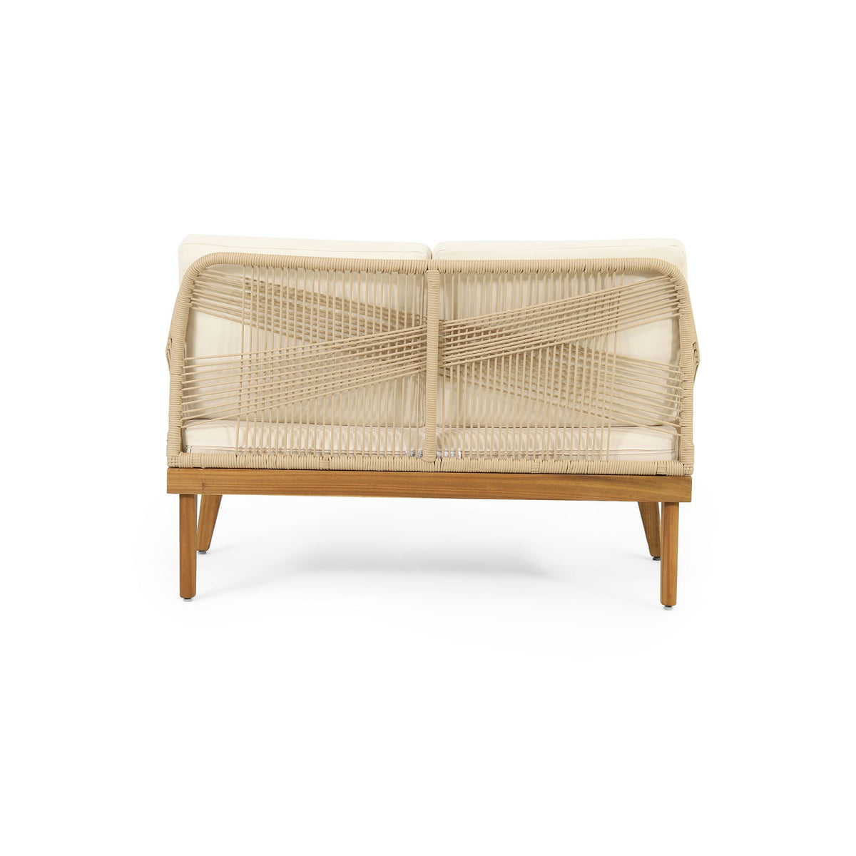 Hueber 4‑Piece Acacia Wood Outdoor Chat Set with Rope Detailing & Water‑Resistant Cushions
