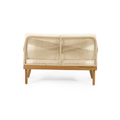 Hueber 4‑Piece Acacia Wood Outdoor Chat Set with Rope Detailing & Water‑Resistant Cushions