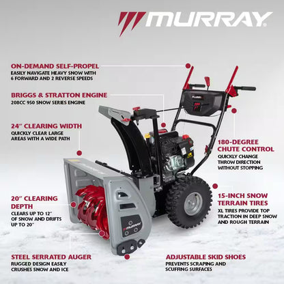 24 In. 208Cc Self-Propelled 2-Stage Gas Snow Blower with Electric Start