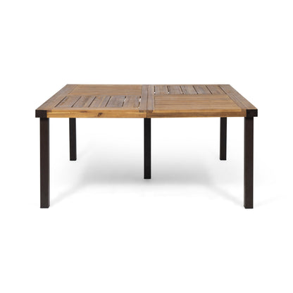 9‑Piece Acacia Wood Outdoor Dining Set with Slatted Table & Armchairs