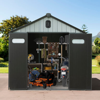8' x 6' Resin Outdoor Storage Shed with Lockable Door - Taupe/Gray