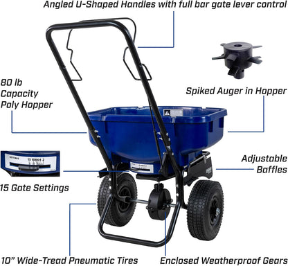 88000A Saltpro 80 Lb Salt Spreader, Walk-Behind, Ice Melt, 10" Tires