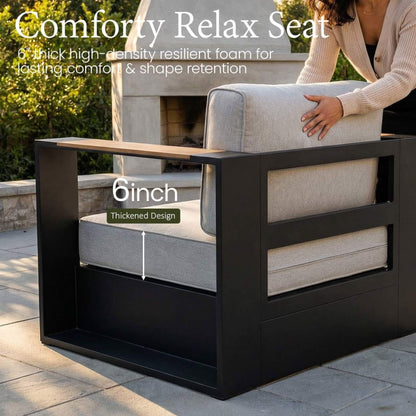 Aluminum Outdoor Conversation Set – Deep Seating, Water‑Repellent Cushions & 55,000 BTU Fire Pit Table