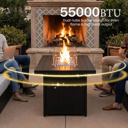Aluminum Outdoor Conversation Set – Deep Seating, Water‑Repellent Cushions & 55,000 BTU Fire Pit Table
