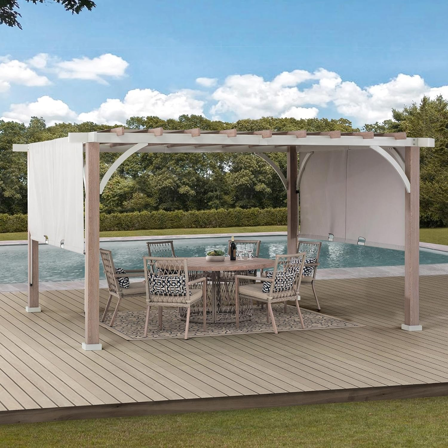 Sunjoy Outdoor Pergola 12 X 14 Ft. with Adjustable Sun Shade Canopy