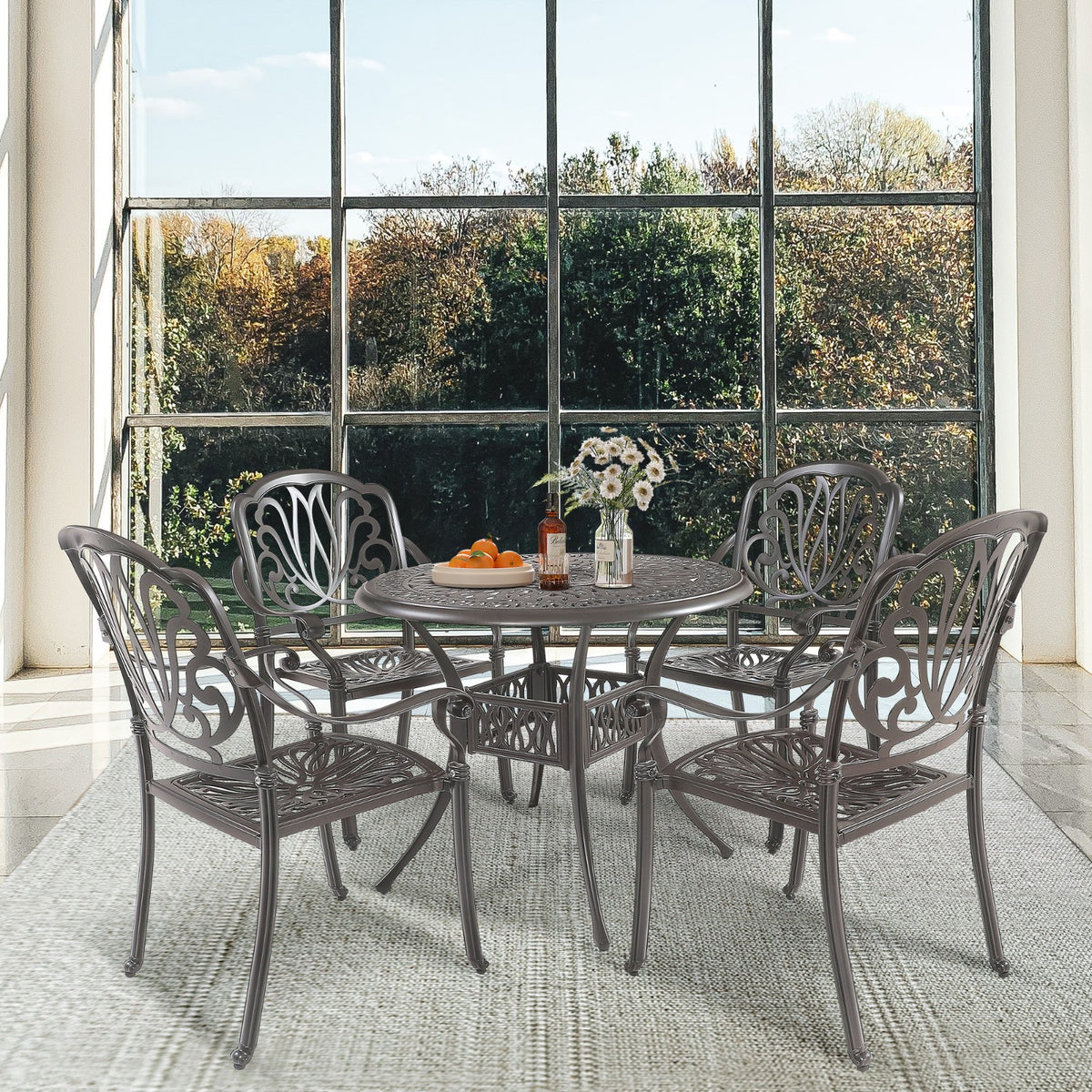 Black Aluminum Outdoor Patio Set – Complete Classic Garden Seating