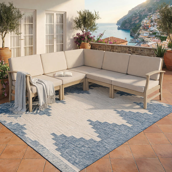 Perla Acacia Wood Outdoor Sectional Sofa Set 5-Piece