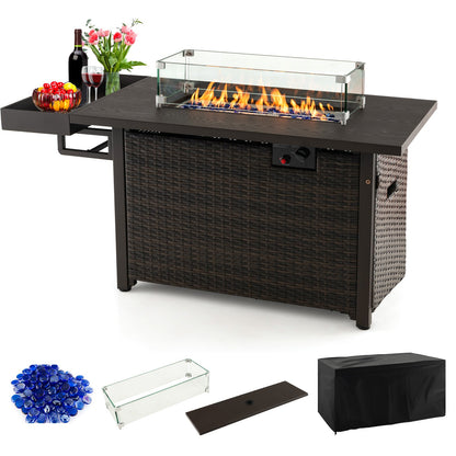 52" Hand‑Woven Wicker Gas Fire Pit Table — Propane, Includes Cover