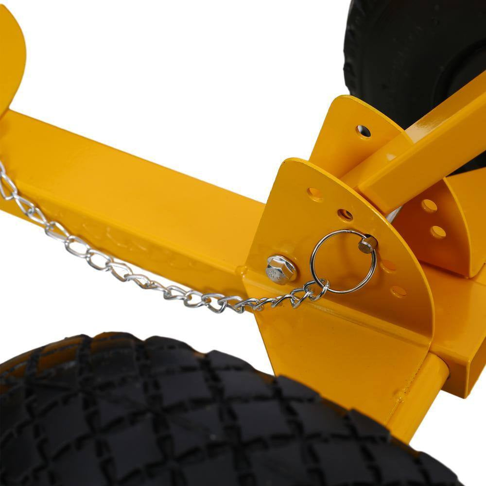 15 In. Steel Angle-Adjustable Handle Steel Heavy-Duty Snow Shovel Rolling Pusher with 29 In. Blade, 10 In. Wheels