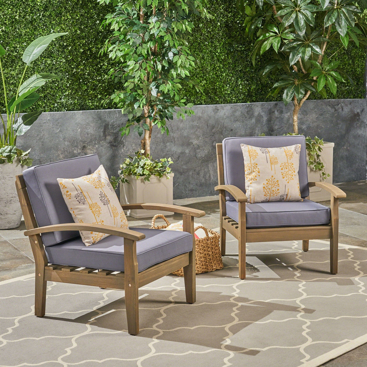Peyton Outdoor Acacia Wood Club Chair – Deep Seating with Water‑Resistant Cushions