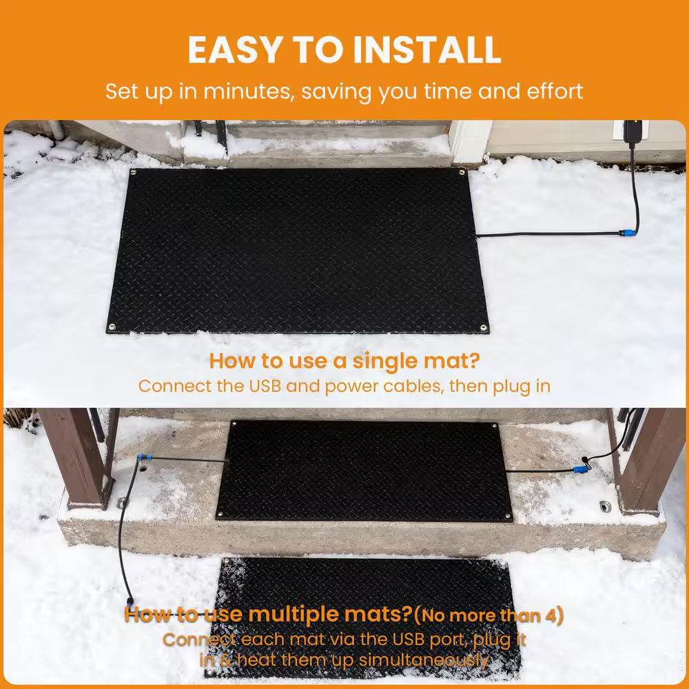 Heated Snow Melting Mat 40 In. X 60 In. Entrance Snow Melt Mat/10 In. Power Cord Snow Melting Heat Mat for Snow Removal