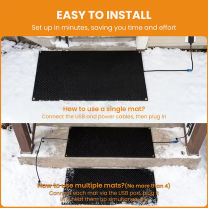 Heated Snow Melting Mat 40 In. X 60 In. Entrance Snow Melt Mat/10 In. Power Cord Snow Melting Heat Mat for Snow Removal
