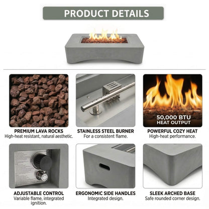 Alora 56-Inch 50K BTU Outdoor Modern Propane Fire Pit Table