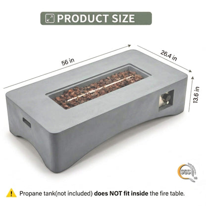 Alora 56-Inch 50K BTU Outdoor Modern Propane Fire Pit Table