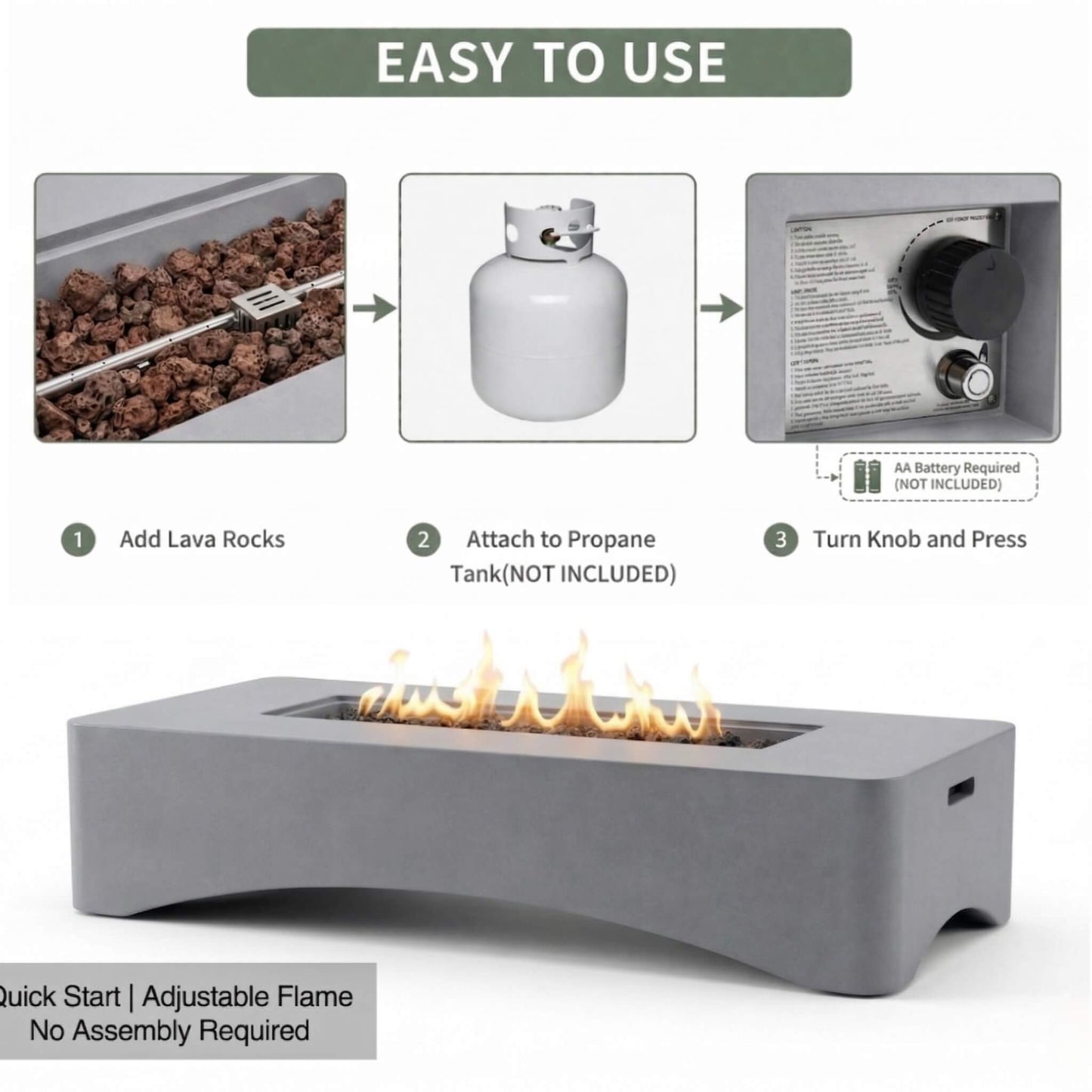Alora 56-Inch 50K BTU Outdoor Modern Propane Fire Pit Table