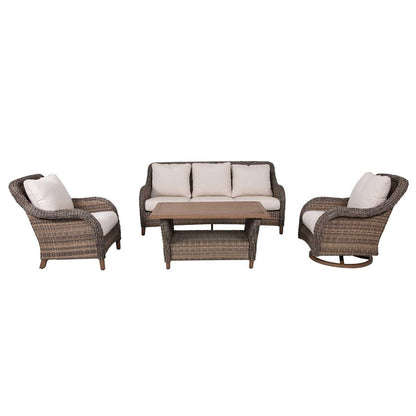 Mitchell 4-Piece Wicker Sofa Set with Swivel Rocking Chairs