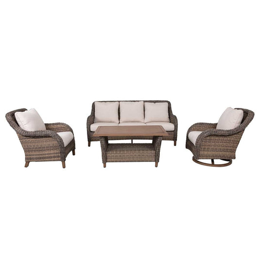 Mitchell 4-Piece Wicker Sofa Set with Swivel Rocking Chairs