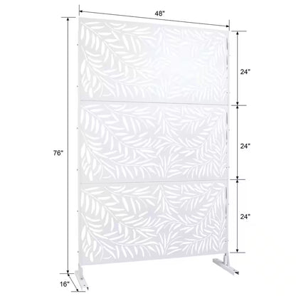 4 Ft. X 6.33 Ft. White Outdoor and Indoor Freestanding Metal Privacy Screen Fence Panels for Lawn Garden (Not Composite)
